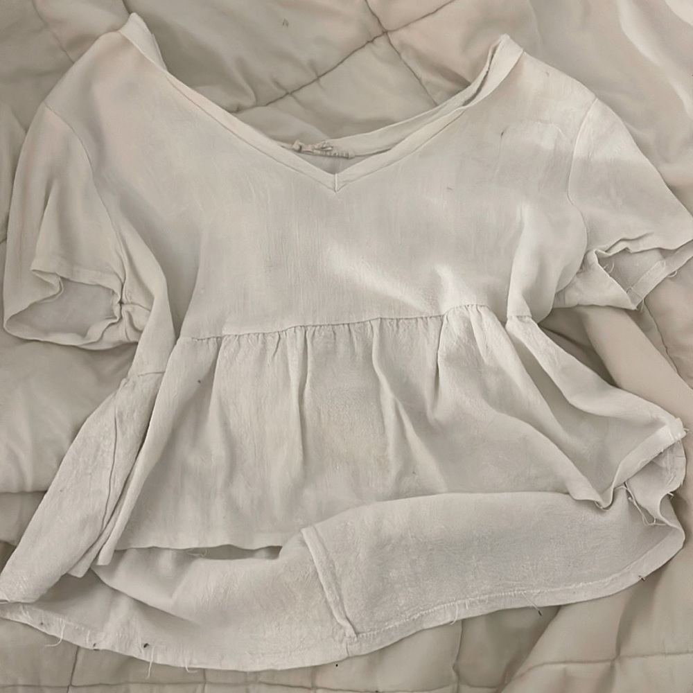 pacsun la hearts white babydoll ruffle cropped top